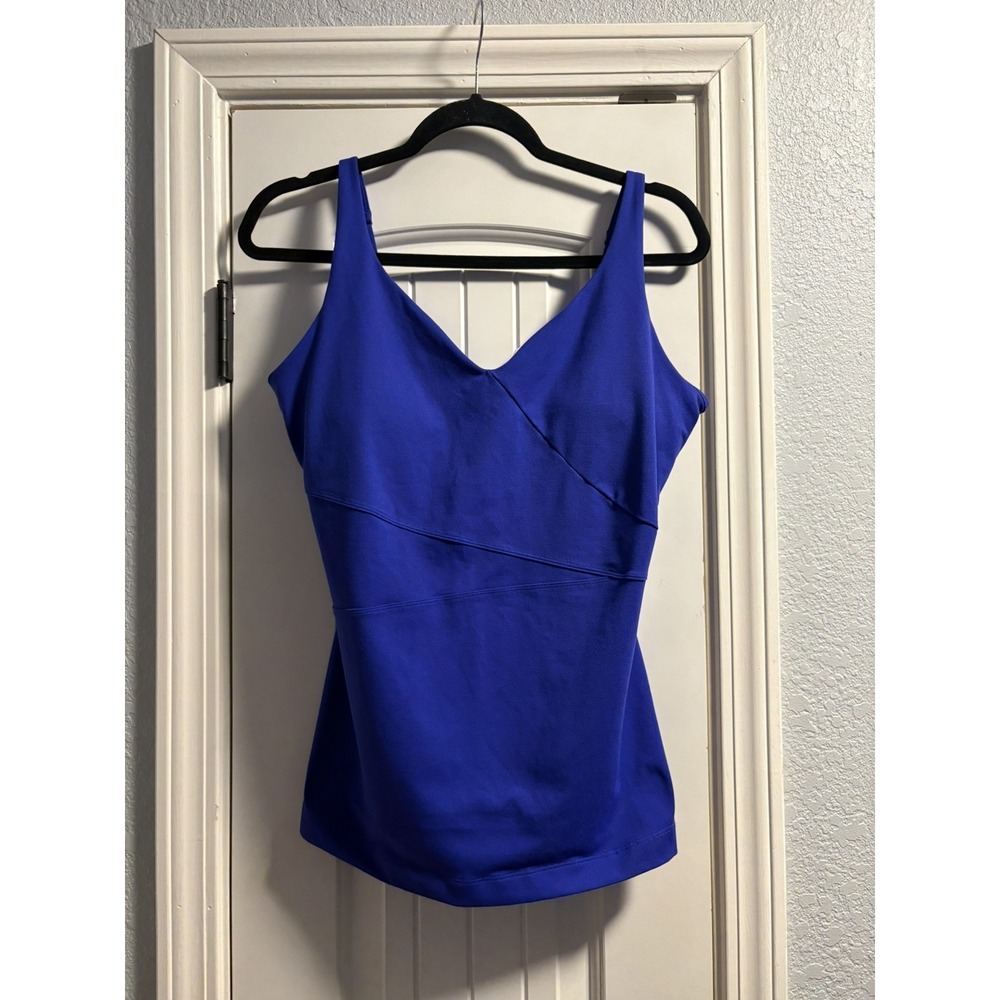 Under Armour Tank Top Womens Large Blue Allseasongear Built-In Bra Fitted